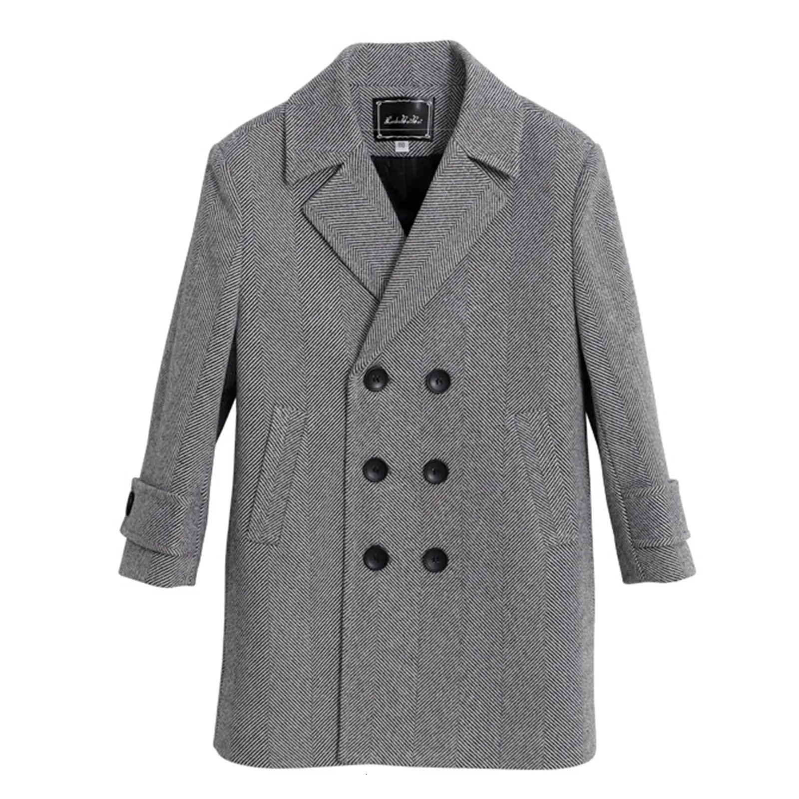 Boys Snow Jacket Kids Toddler Baby Boys Spring Winter Plaid Cotton Thickened Coat Elegant Notched Collar Double Breasted Jacket 231225