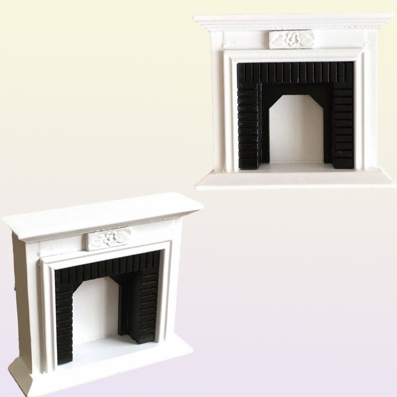 Mini Home for Doll White European Furniture Dolls House Model Building Kits 1 12 Wooden Dollhouse Creative Fireplace 220610