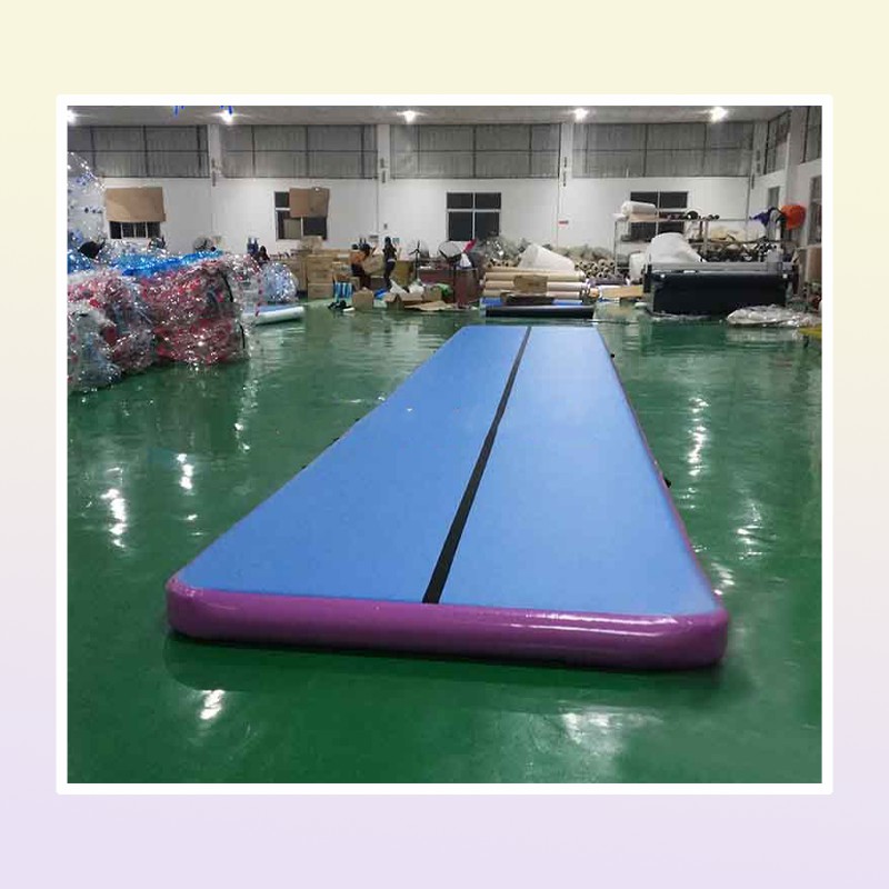 Pump Fitness Equipment 12x1x02m long Inflatable Air Tumble Track DWF Blue Inflatable Air Track Mat For Gymnastics