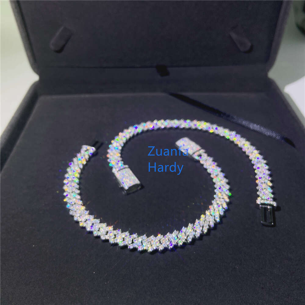 Custom Cuban Chain Hip Hop Jewelry Set Vvs Moissanite Diamond Iced Out Necklace Bracelet