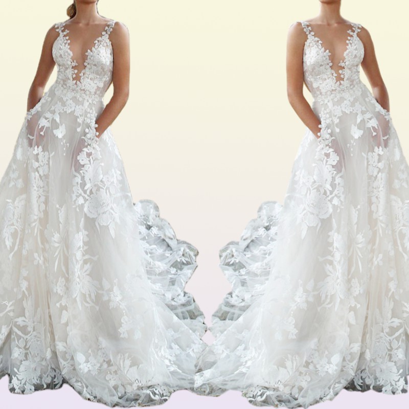 Backless Boho Wedding Dress 3D Appliqued Summer Beach Bridal Gowns Off The Shoulder Tulle Loves Lace Outdoor Lady Marriage Dr