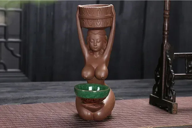 divider tea water spray Purple Clay Tea Pet big tits girl six Human breasts Tea Accessories home decoration tea filter holder 231225