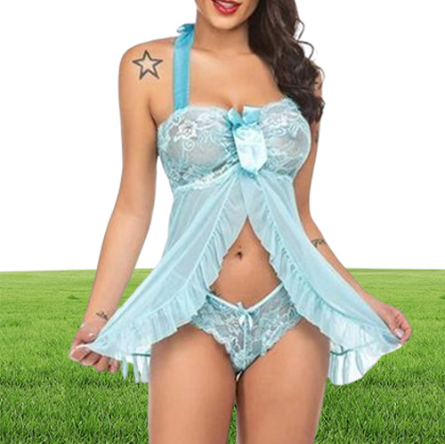 Women Lingerie Sexy Set Fashion Trend Lace Splicing Bandage Underwear Designer Female Three Point Type Plus Size Transparent Pajam1455747