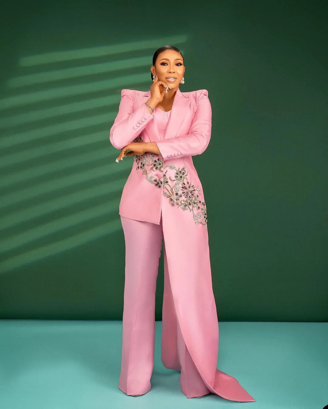 Red Pink 2024 Hot Carpet Fashion Mother 's Women Pants Suits 2 Pieces Slim Fit Crystal Beads Prom Evening Party Wear
