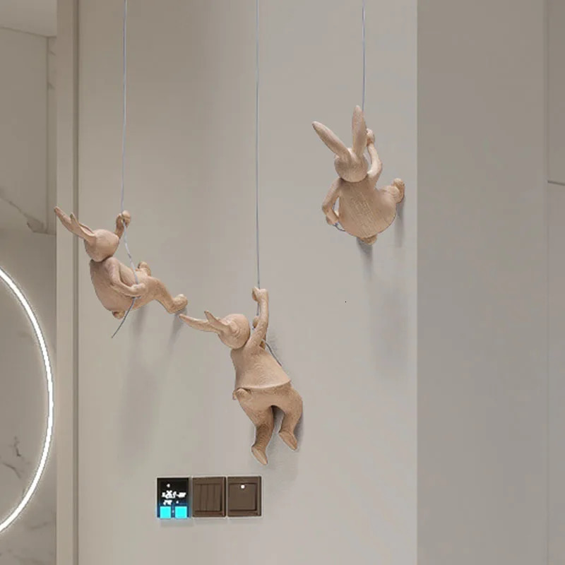 Nordic Cute Rabbit Climbing Hare Wall Hanging Modern Art Room Pendant Gift Kids Sculpture Living Decoration Resin 231225