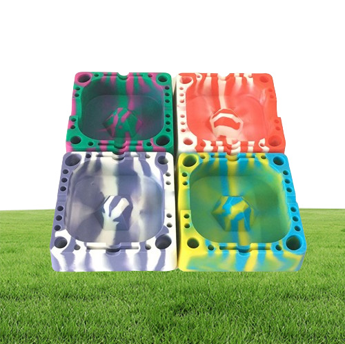 Square Silicone Ashtray Unbreakable Cigarette Tray Dab Station Heat Resistant Smokeless Ashtray For Cigar Holder