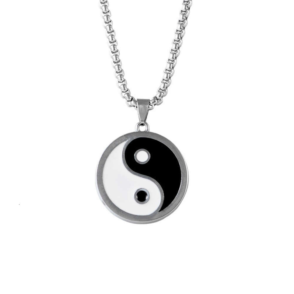 Warrior Mens Cross Emblem Pendant Necklace Simple Skull Taiji Necklaces Stainless Steel Popcorn Chain Party Hip Hop Punk Jewelry Accessories For Men W