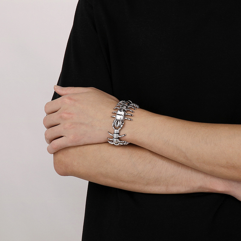 Gothic Stainless Steel Skeleton Scorpion Bracelet Heavy Cool Biker Cuff Bangle Jewelry For Mens Cool Gifts Vintage
