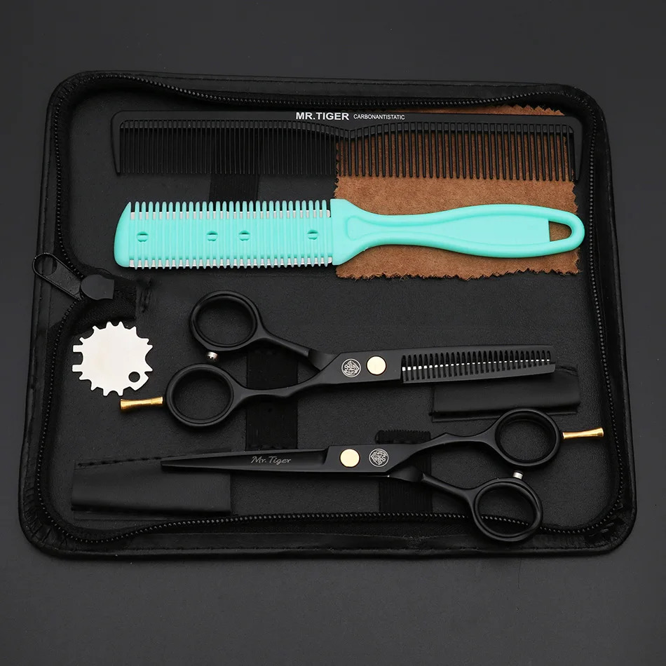 2023 Professional Barber Scissors 55 60 Set Hair Cutting Shear Hairdressing Scissor Salon Tool 231225