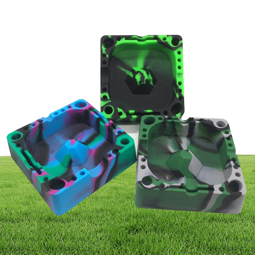 Square Silicone Ashtray Unbreakable Cigarette Tray Dab Station Heat Resistant Smokeless Ashtray For Cigar Holder