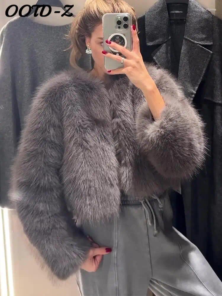 Women's Fur Fluffy Coat For Women Winter Elegant Long Sleeve Faux Furry Jacket Female Round Neck Chic Lady Street Warm Short