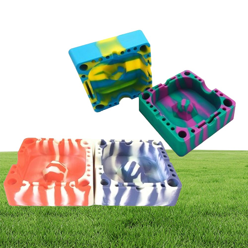 Square Silicone Ashtray Unbreakable Cigarette Tray Dab Station Heat Resistant Smokeless Ashtray For Cigar Holder