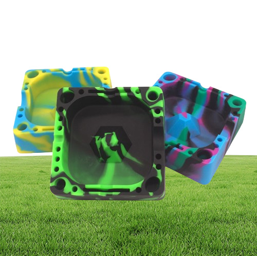 Square Silicone Ashtray Unbreakable Cigarette Tray Dab Station Heat Resistant Smokeless Ashtray For Cigar Holder