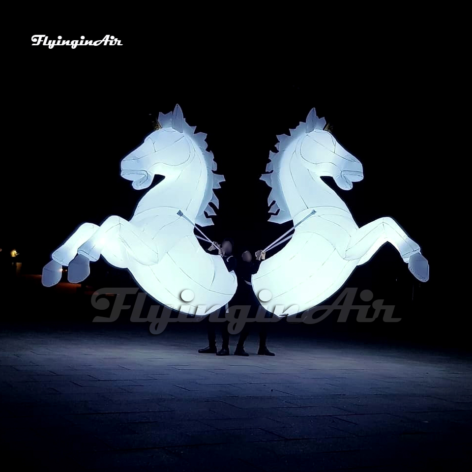 Funny Parade Performance White Walking Inflatable Unicorn Costume Adult Wearable Blow Up Horse Suit With A Horn For Carnival Stage Show