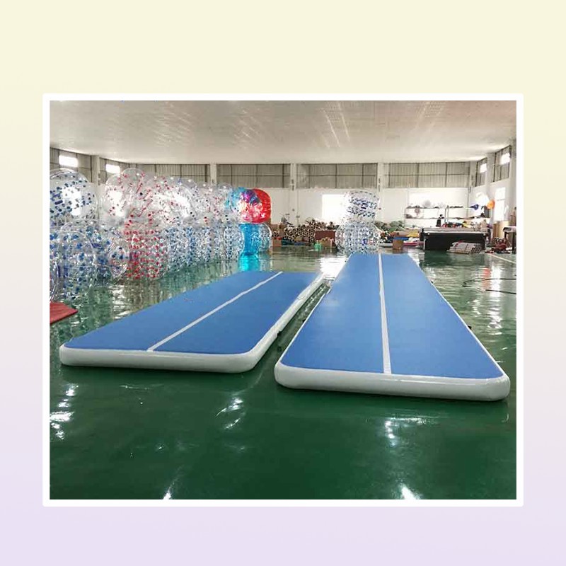 Pump Fitness Equipment 12x1x02m long Inflatable Air Tumble Track DWF Blue Inflatable Air Track Mat For Gymnastics