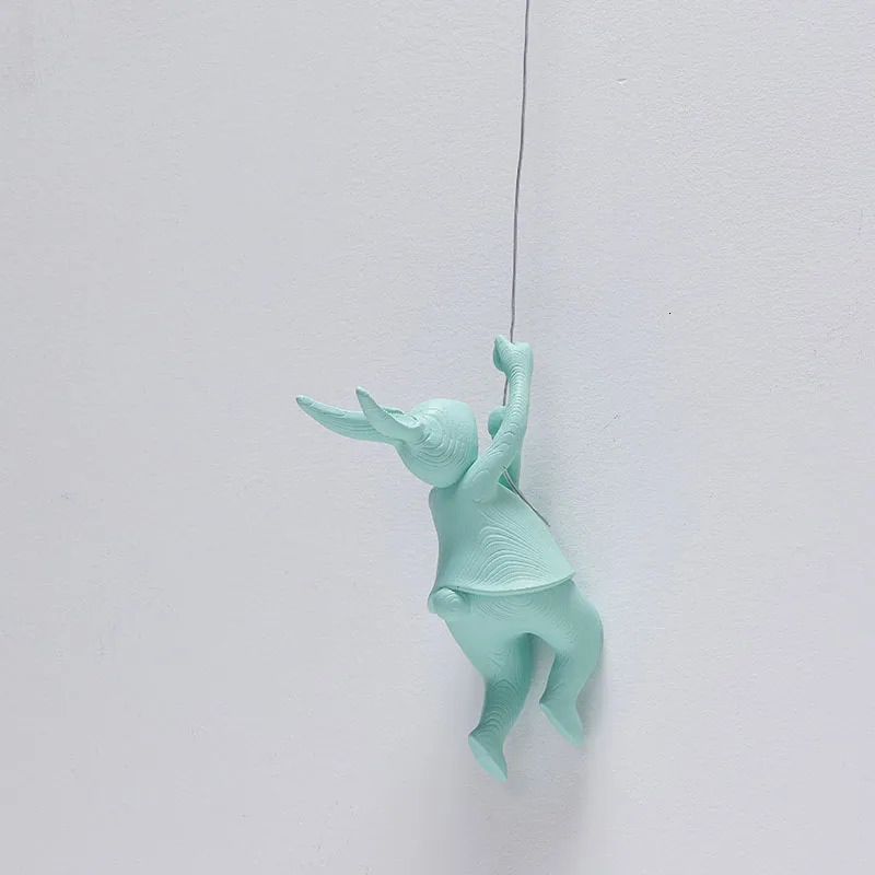 Nordic Cute Rabbit Climbing Hare Wall Hanging Modern Art Room Pendant Gift Kids Sculpture Living Decoration Resin 231225
