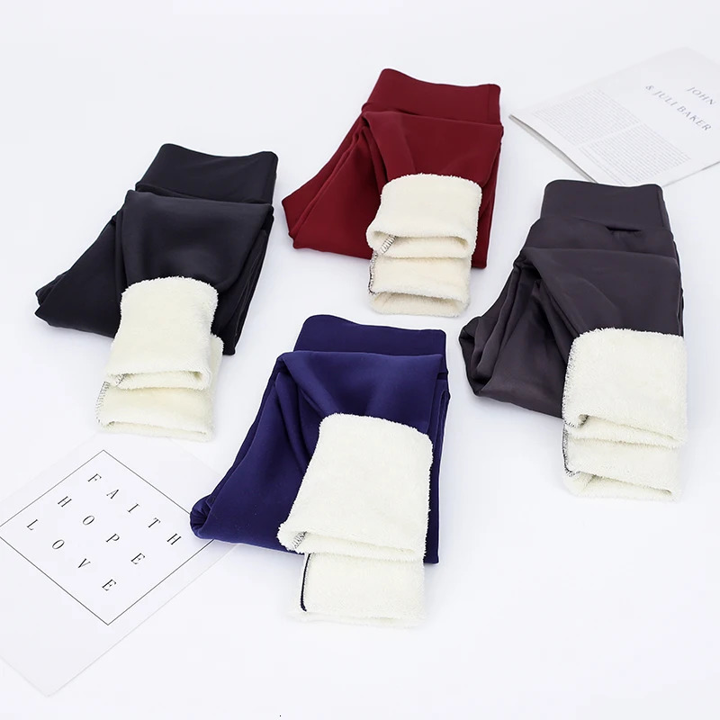 CHRLEISURE Women Winter Thicken Leggings Warm Fleece Pants Female Thermal Leggins 231225