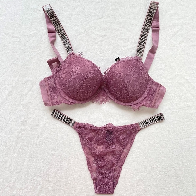 Fashion Women Plus Size Bra Panty 2 Piece Push Up Sexy Underwear Briefs Set Letter Lingerie y231222