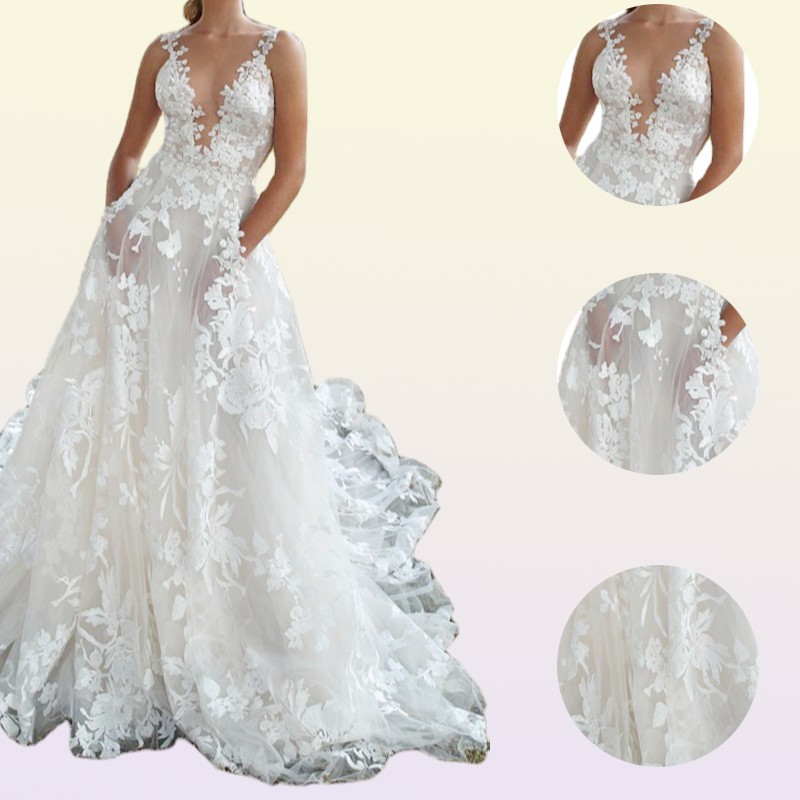 Backless Boho Wedding Dress 3D Appliqued Summer Beach Bridal Gowns Off The Shoulder Tulle Loves Lace Outdoor Lady Marriage Dr