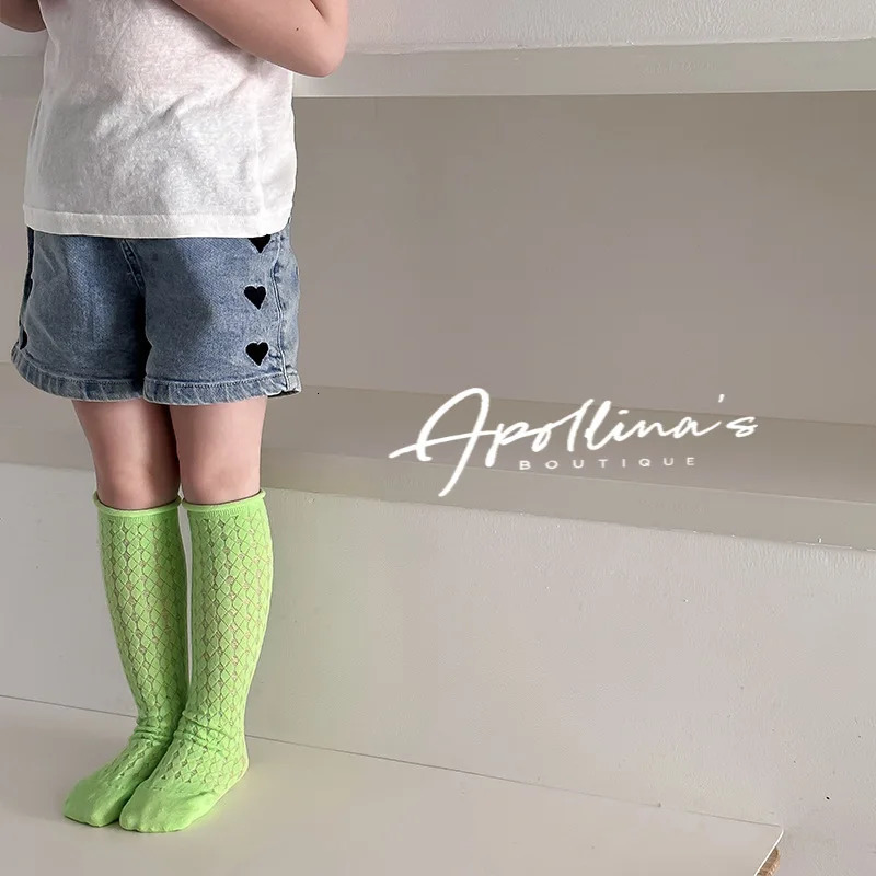3-9 Year-old Children Socks Girls Spring Summer Candy Color Little Baby Infant Casual Hollow Socks Kids 231225