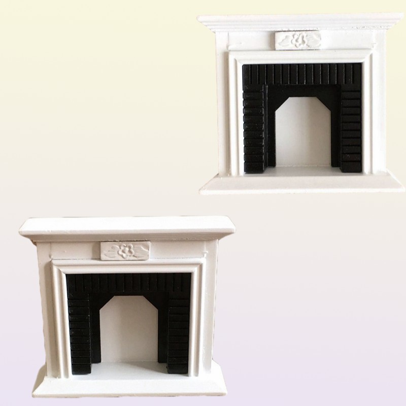 Mini Home for Doll White European Furniture Dolls House Model Building Kits 1 12 Wooden Dollhouse Creative Fireplace 220610