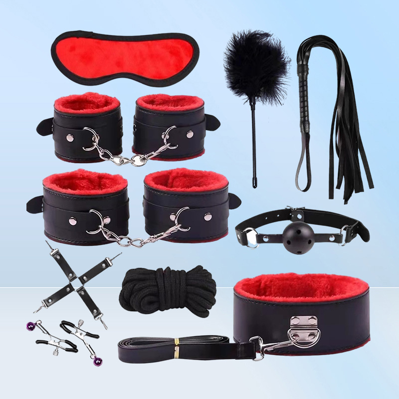 Products Adult Fun Bound Leather Plush Ten Piece Set Sm Binding Women039s Handcuffs Mouth Ball HHHrain OOQQ9028250