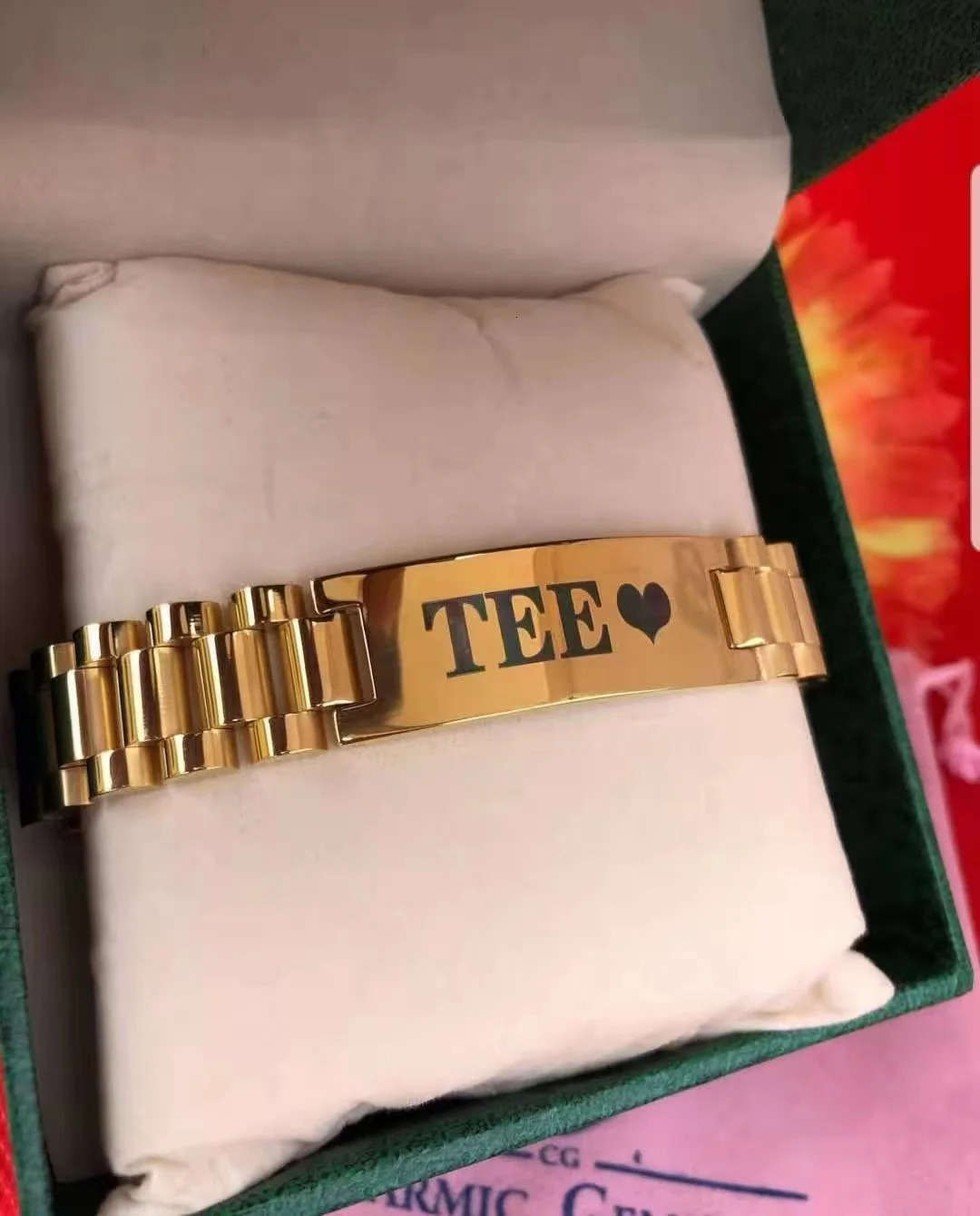 Gold Stainless Steel Mens ID Bracelets Free Engraving Laser Name Date Customize Gift 10mm Watch Chain Fathers Day 231225