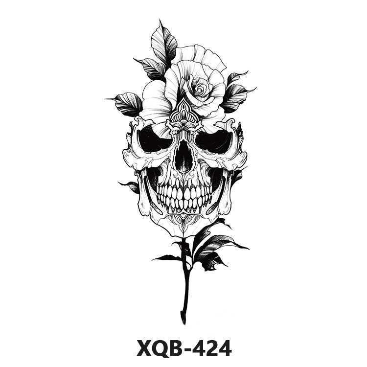 Flower tattoo sticker decoration party props disposable temporary lion animal black and white stickers