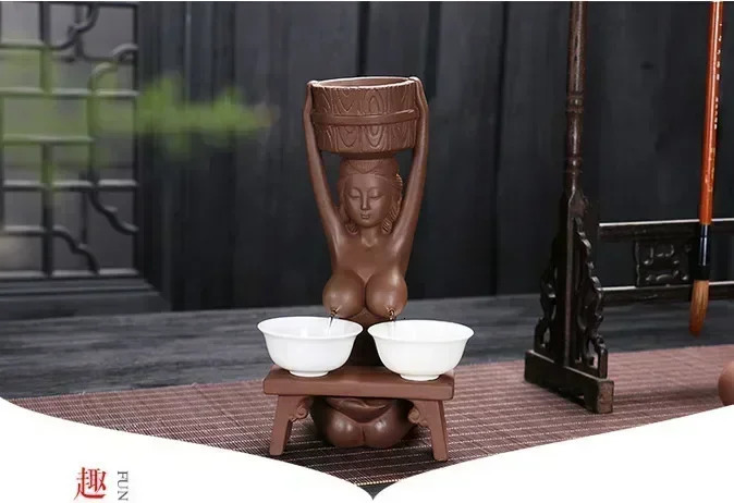 divider tea water spray Purple Clay Tea Pet big tits girl six Human breasts Tea Accessories home decoration tea filter holder 231225