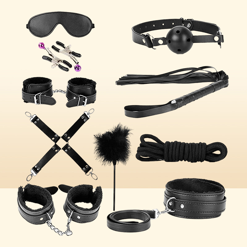 Leather Fun Sm Binding Plush Ten Piece Set 1 of Adult Alter Training Supplies Handcuffs and Foot Cuffs 8BF82217737