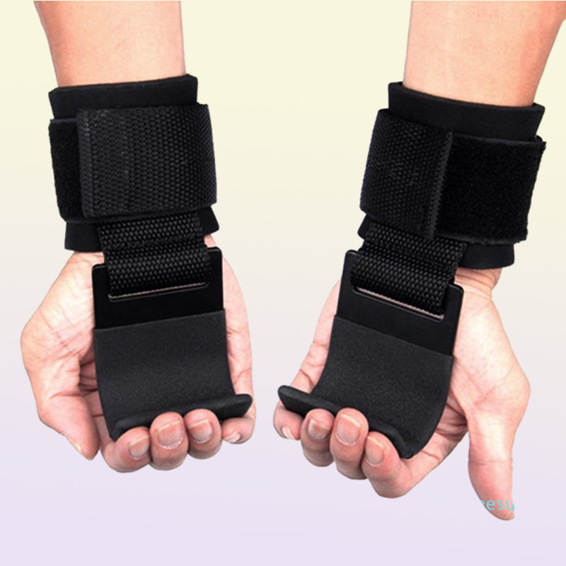 Weight Lifting Hooks Fitness Set Weightlifting Wrist Straps Heavy Duty Pullups Power Lifting Grips with Padded Workout Hook Q0108
