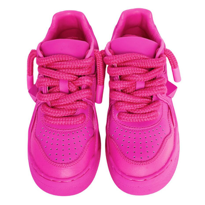 Leather riveted shoes platform booster shoes Women rose red platform shoes casual shoes Fashion sneakers cookie small white shoes