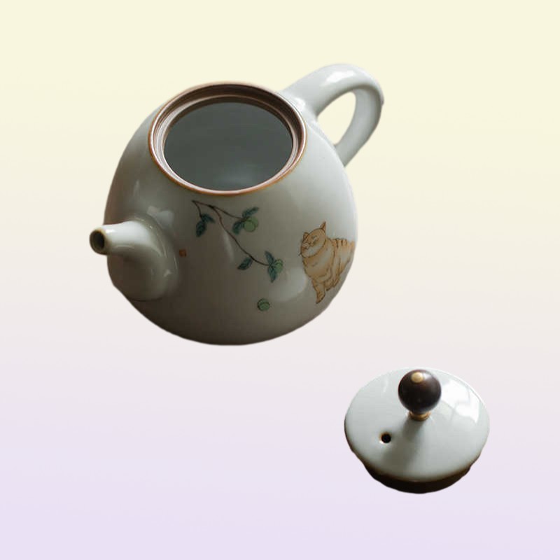 LUWU cute cat ceramic teapot traditional chinese pot 280ml 2106211661494