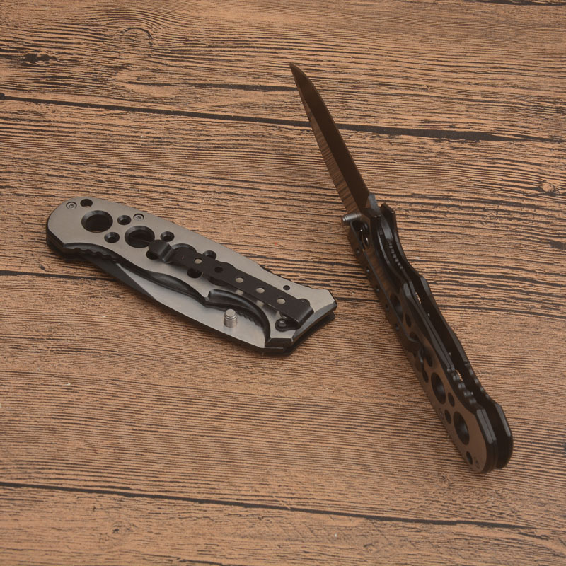 G1225 Survival Folding Knife 440C Titanium Coated Drop Point Blade Aluminum Alloy Handle Outdoor Camping Hiking EDC Pocket Folder Knives