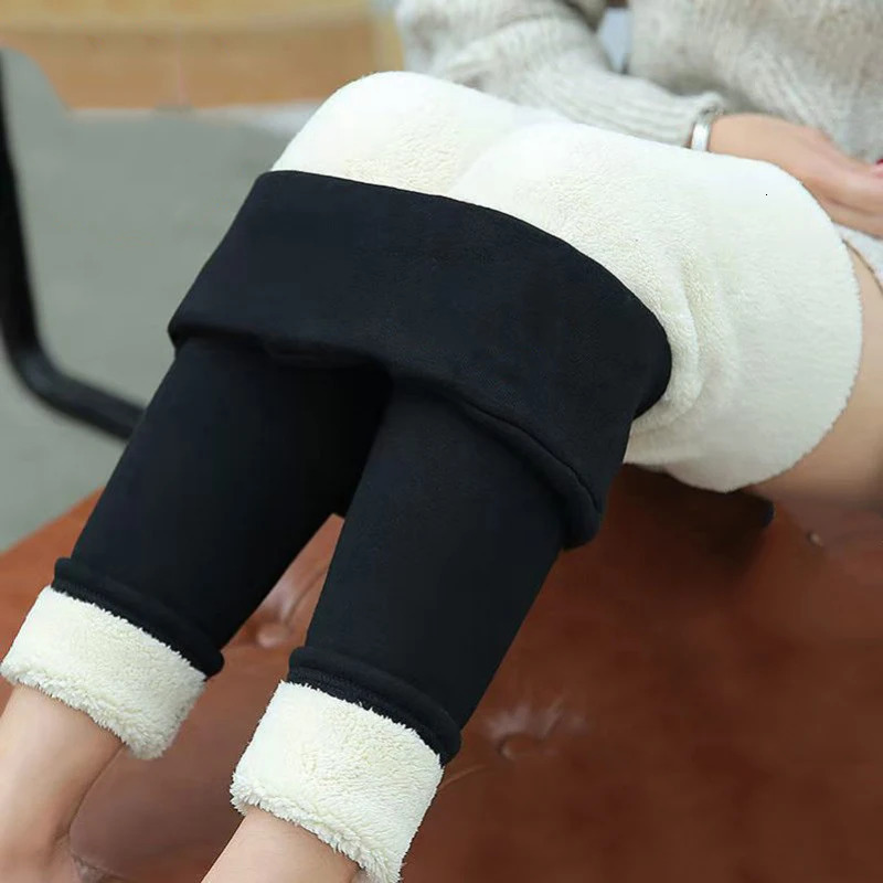 CHRLEISURE Women Winter Thicken Leggings Warm Fleece Pants Female Thermal Leggins 231225