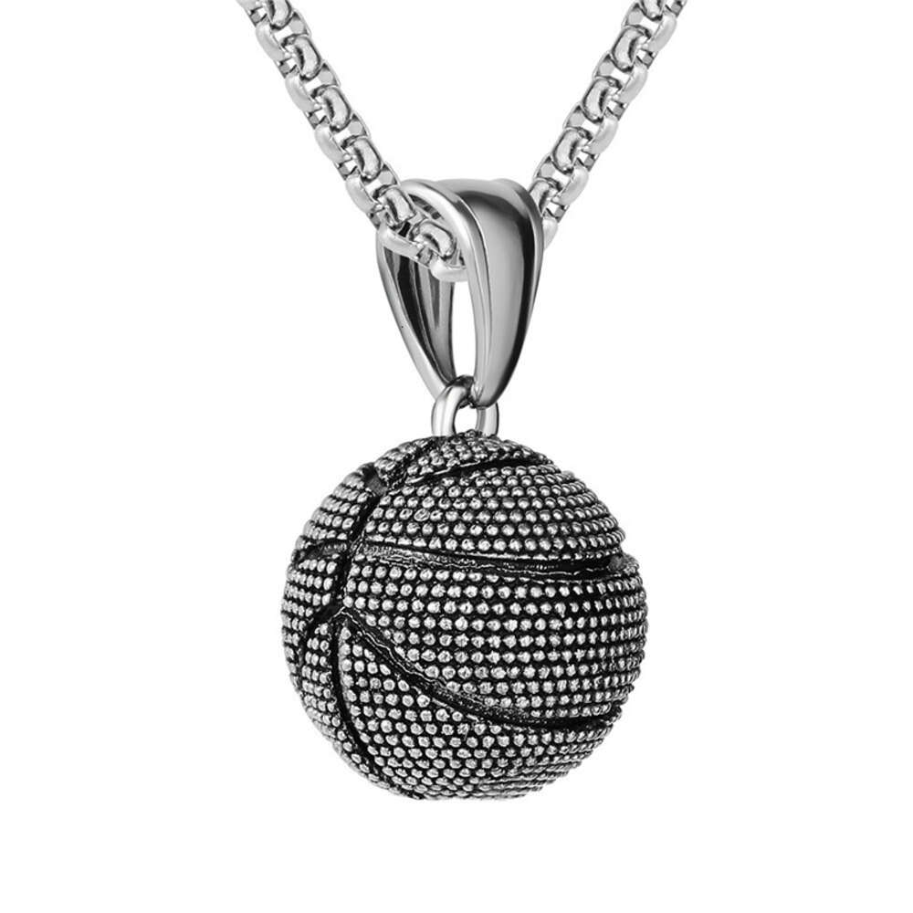 Wolf Tide Punk New Fashion Personalized Basketball Charm Pendant Necklace With Titanium Steel Chain Necklaces Bijoux Jewelry Accessories Wholesale