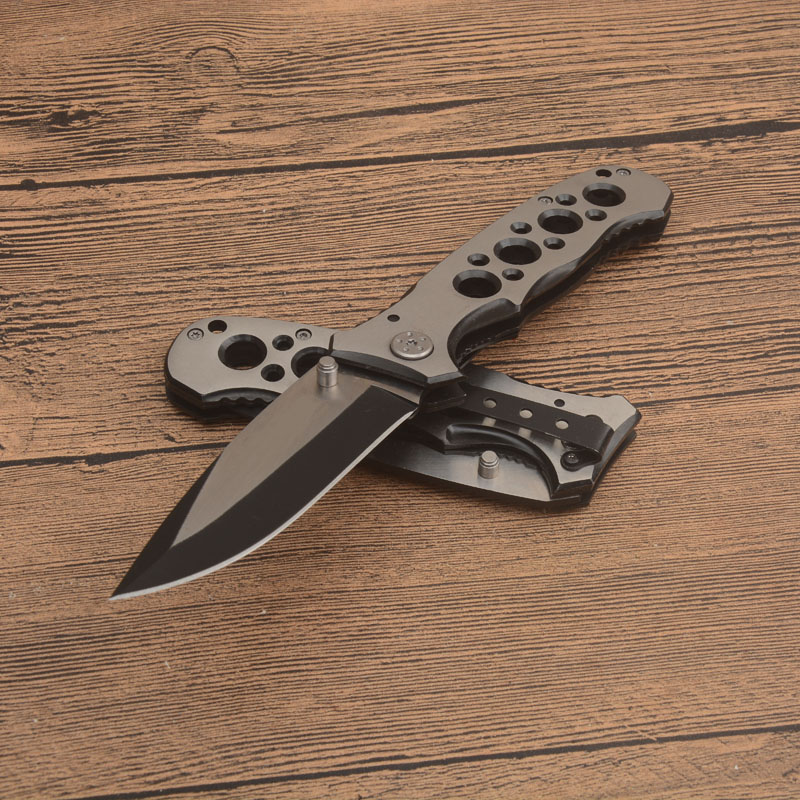 G1225 Survival Folding Knife 440C Titanium Coated Drop Point Blade Aluminum Alloy Handle Outdoor Camping Hiking EDC Pocket Folder Knives