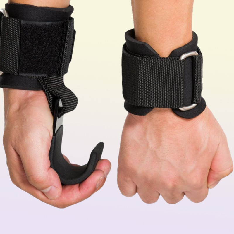 Weight Lifting Hooks Fitness Set Weightlifting Wrist Straps Heavy Duty Pullups Power Lifting Grips with Padded Workout Hook Q0108
