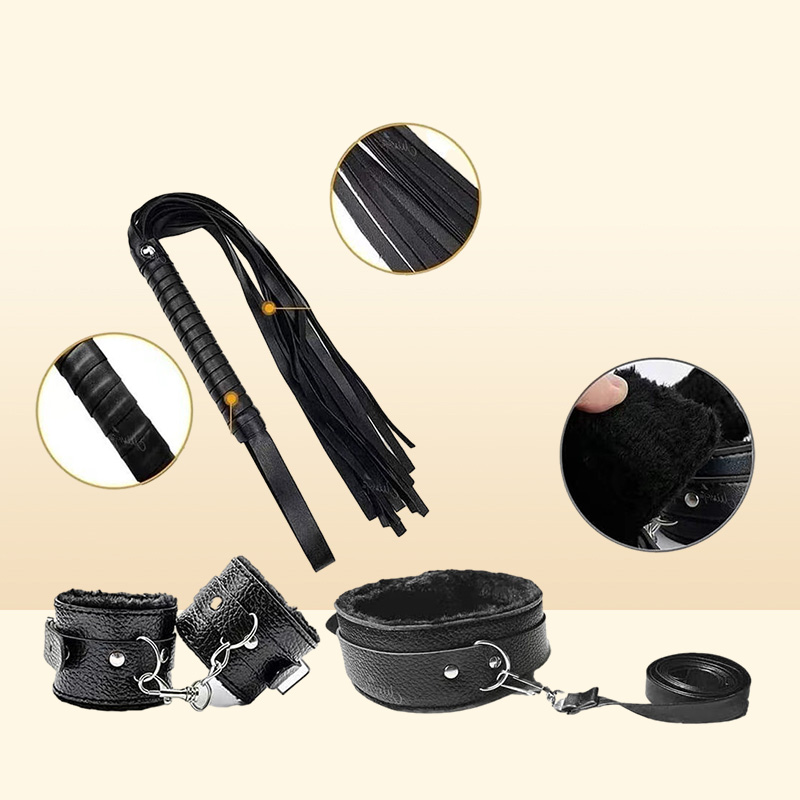 Leather Fun Sm Binding Plush Ten Piece Set 1 of Adult Alter Training Supplies Handcuffs and Foot Cuffs 8BF82217737