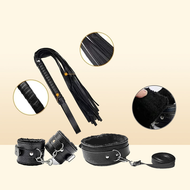 Plush Fun Sm Binding Leather Ten Piece Set 1 of Adult Alter Training Supplies Handcuffs and Foot Cuffs JIG67692888