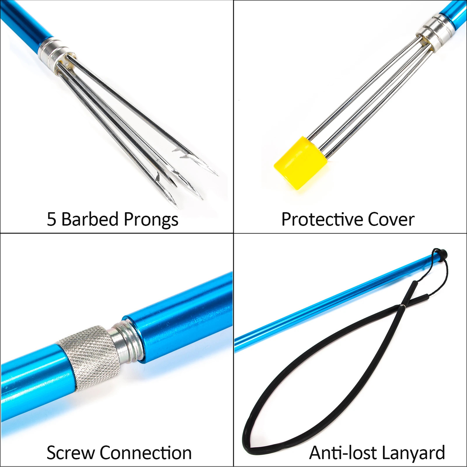 3Piece Fishing Harpoon Aluminum Alloy Gaff Hook Fork Tip with Barbs Diving Spear Sharp Head Tools 231225