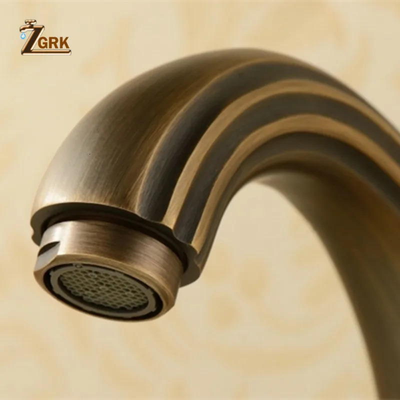 ZGRK Antique Brass Finished Bathroom Bathtub Faucet Double Handles 3 pcs Basin Mixer Tap Gold Sink 231225
