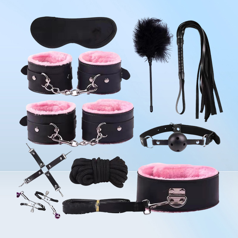 Products Adult Fun Bound Leather Plush Ten Piece Set Sm Binding Women039s Handcuffs Mouth Ball HHHrain OOQQ9028250