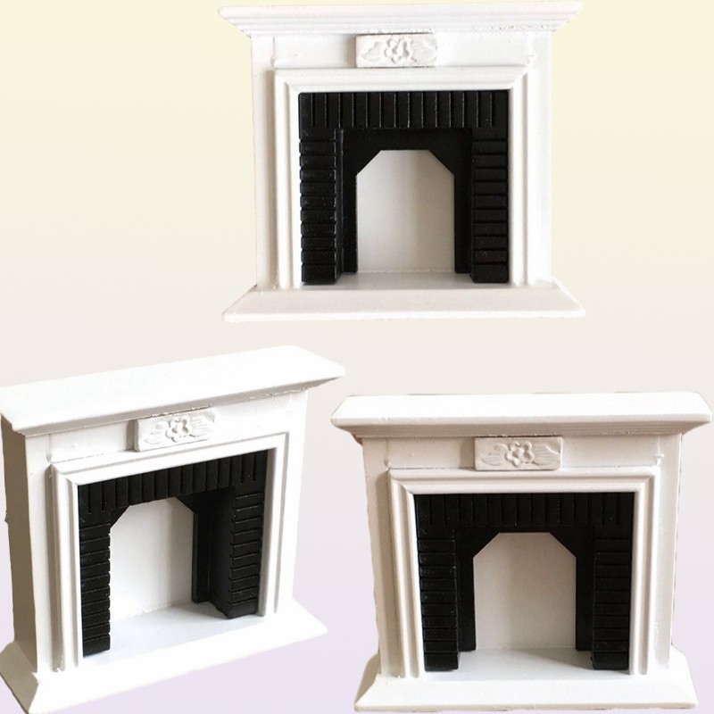 Mini Home for Doll White European Furniture Dolls House Model Building Kits 1 12 Wooden Dollhouse Creative Fireplace 220610