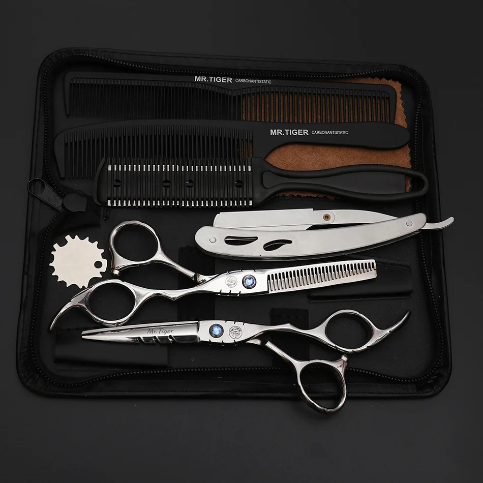 2023 Professional Barber Scissors 55 60 Set Hair Cutting Shear Hairdressing Scissor Salon Tool 231225