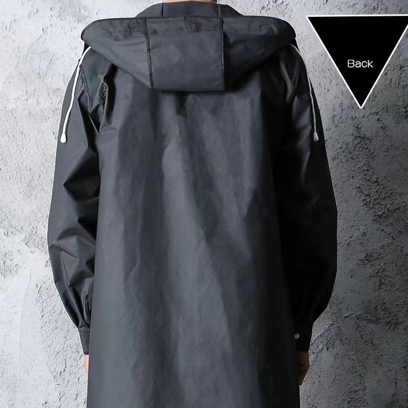 New Black Fashion Adult Waterproof Long Raincoat Women Men Rain Coat Hooded For Outdoor Hiking Travel Fishing Climbing Thickened