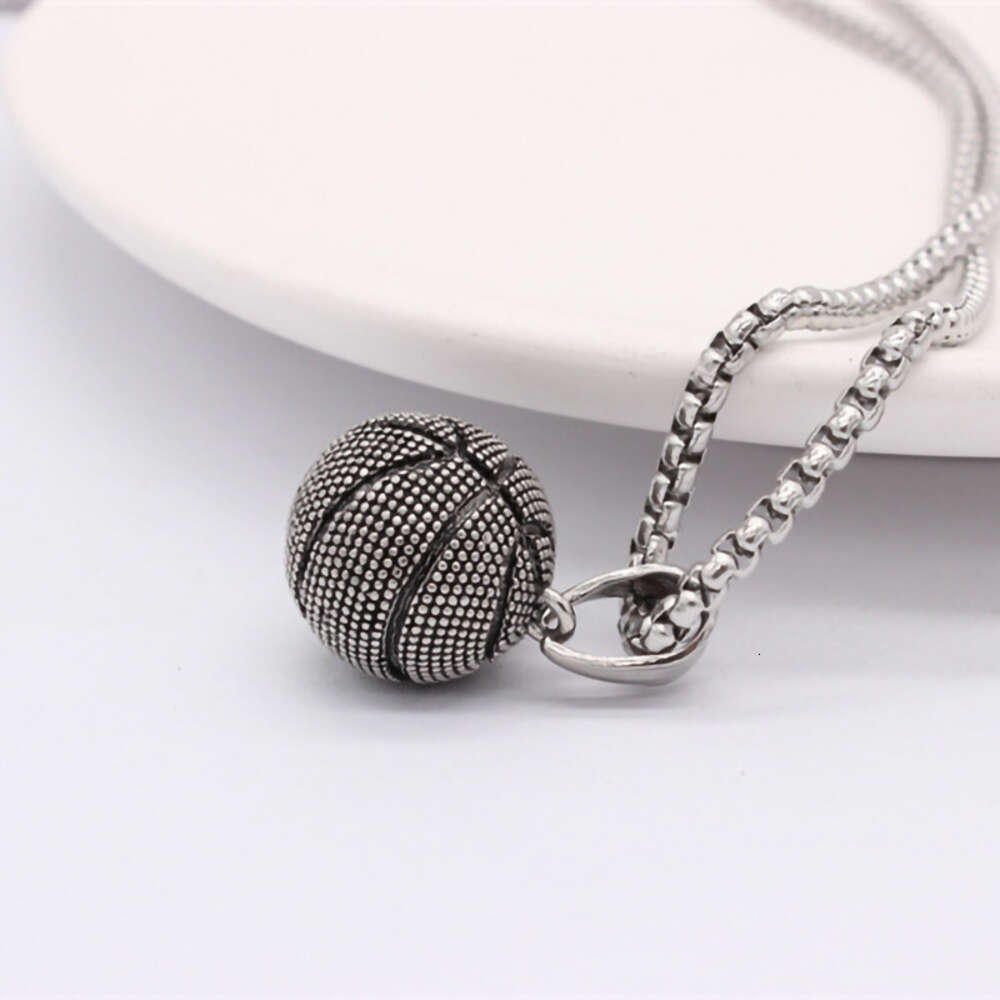 Wolf Tide Punk New Fashion Personalized Basketball Charm Pendant Necklace With Titanium Steel Chain Necklaces Bijoux Jewelry Accessories Wholesale