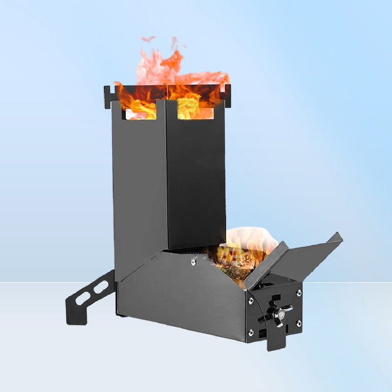 Camping Stove Collapsible Wood Burning Stainless Steel Rocket Stove Backpacking Camp Tent Stove for Picnic BBQ Camp Hiking
