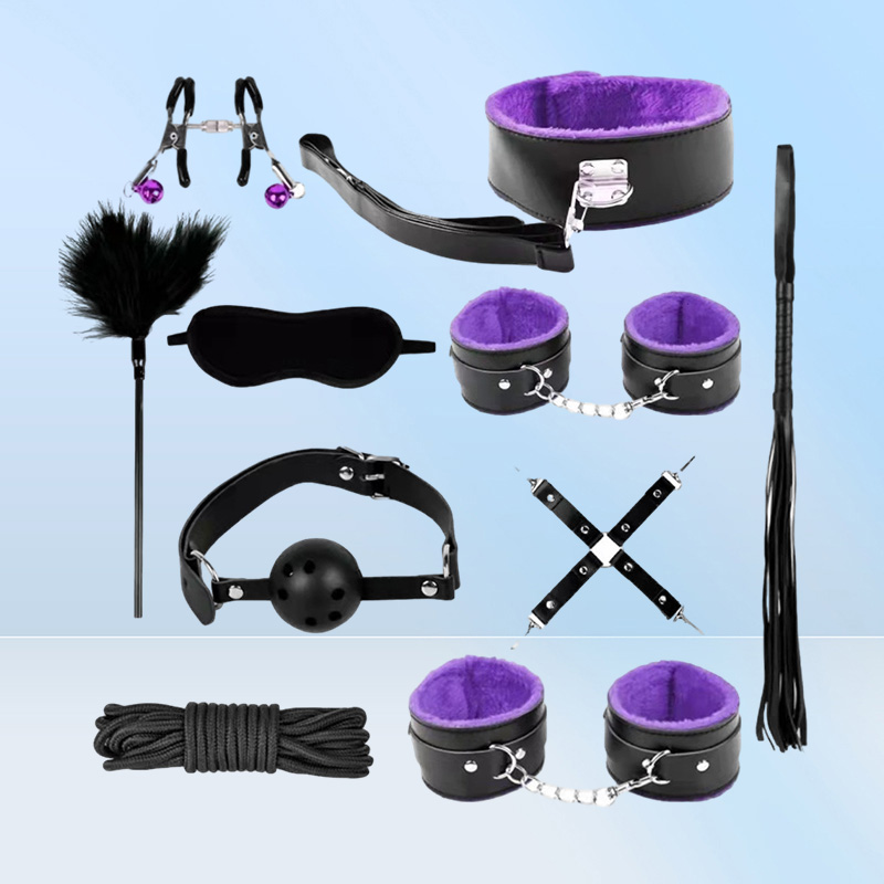 Products Adult Fun Bound Leather Plush Ten Piece Set Sm Binding Women039s Handcuffs Mouth Ball HHHrain OOQQ9028250