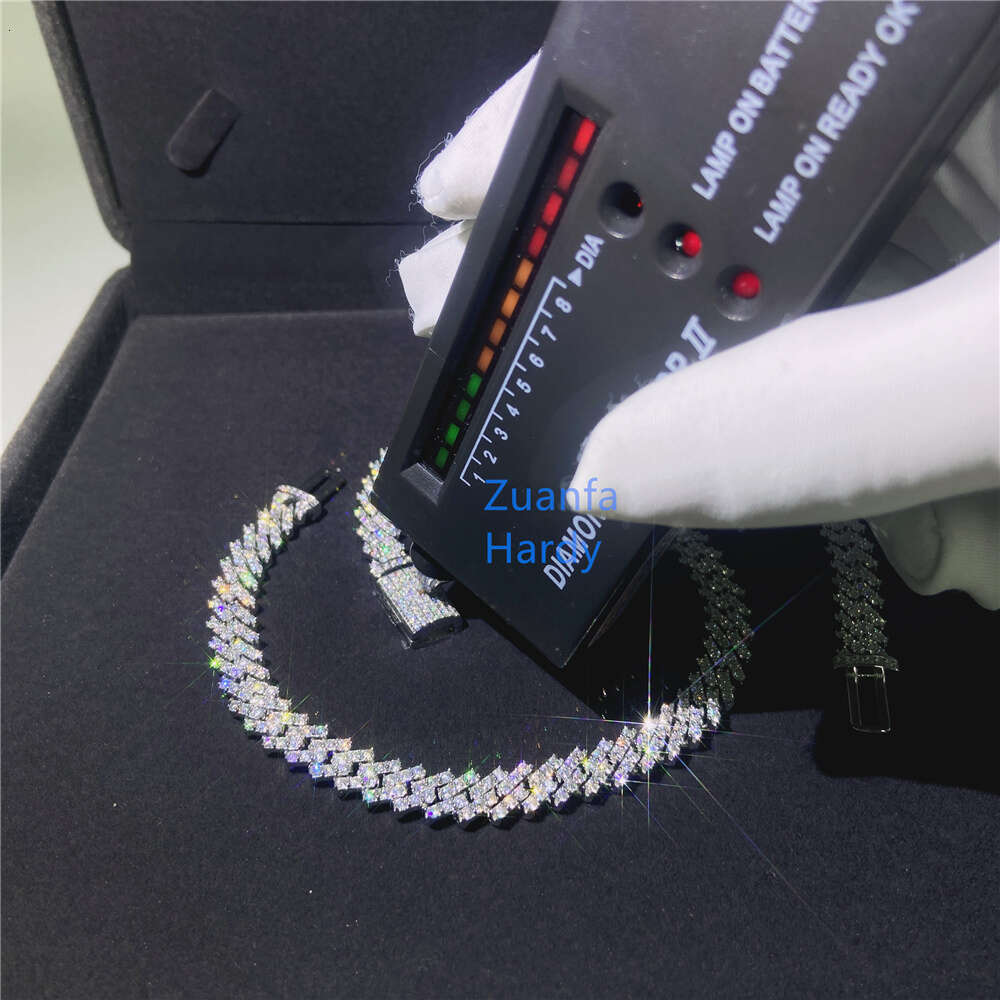 Custom Cuban Chain Hip Hop Jewelry Set Vvs Moissanite Diamond Iced Out Necklace Bracelet